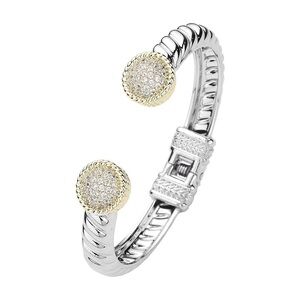 Chunky Two Tone Pave Hinged Cuff Bracelet